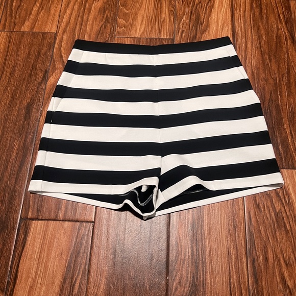 Express Pants - Express Black and White Striped High Waist Shorts